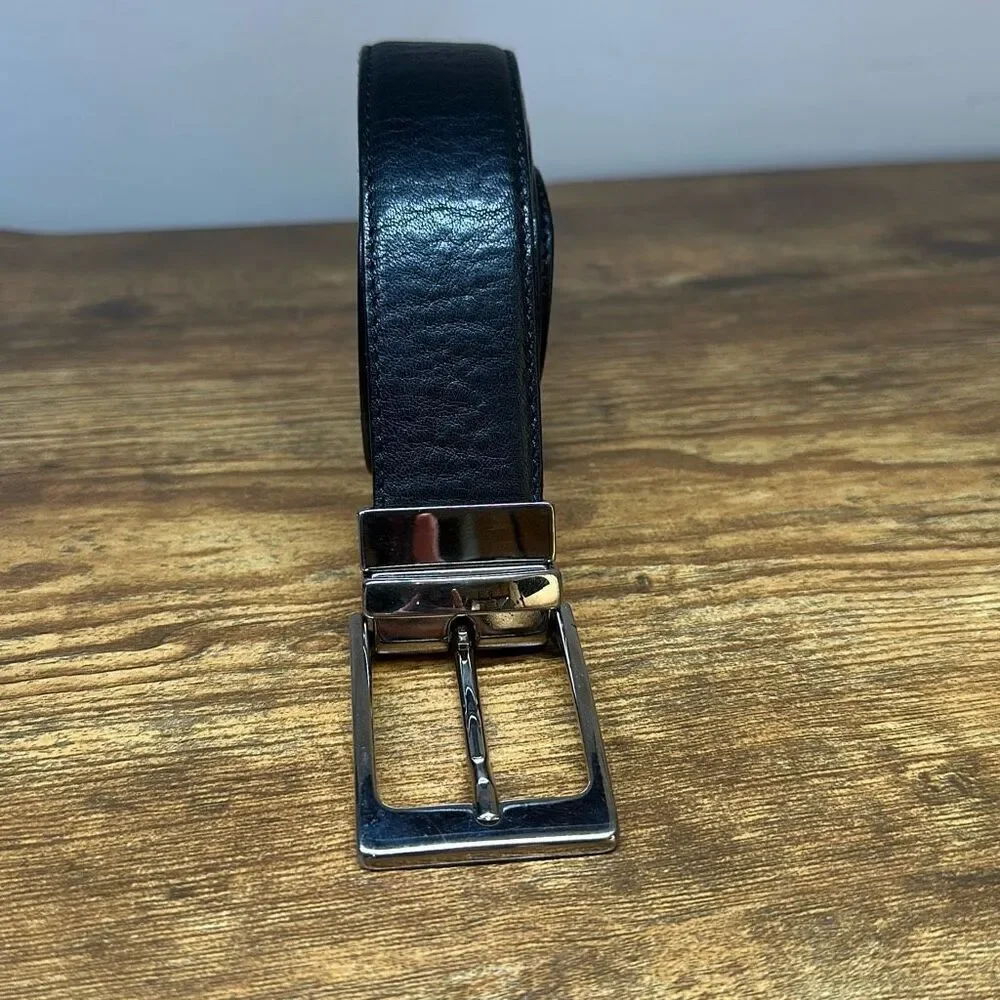 Mens Reversible Leather Black Brown Belt Made in‎ Italy 10683